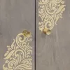 Széf polcokkal Szürke és Arany 60 x 33 x 75 cm Tömör mangófa