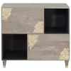 Széf polcokkal Szürke és Arany 80 x 33.5 x 75 cm Tömör mangófa