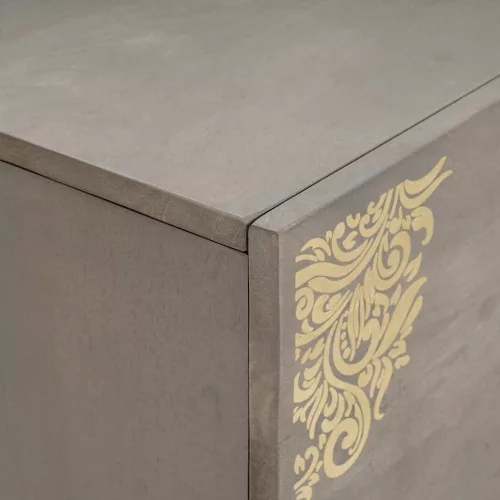 Széf polcokkal Szürke és Arany 80 x 33.5 x 75 cm Tömör mangófa