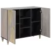 Széf polcokkal Szürke és Arany 90 x 33.5 x 75 cm Tömör mangófa