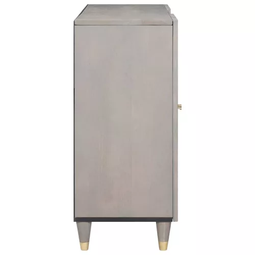 Széf polcokkal Szürke és Arany 90 x 33.5 x 75 cm Tömör mangófa