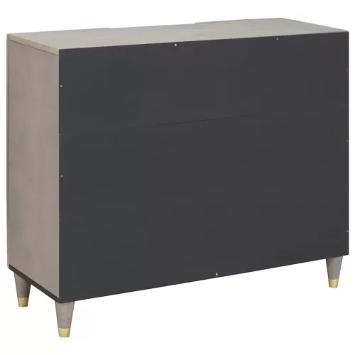 Széf polcokkal Szürke és Arany 90 x 33.5 x 75 cm Tömör mangófa