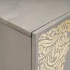 Széf polcokkal Szürke és Arany 90 x 33.5 x 75 cm Tömör mangófa