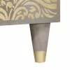 Széf polcokkal Szürke és Arany 90 x 33.5 x 75 cm Tömör mangófa