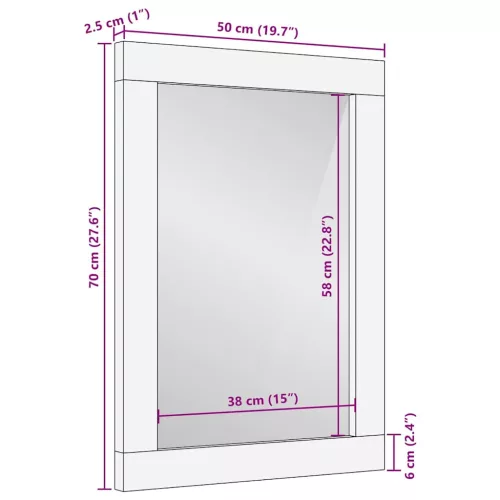Tükör barna és ezüst 50 x 70 cm Szilárd mangófűrész áru, üveg