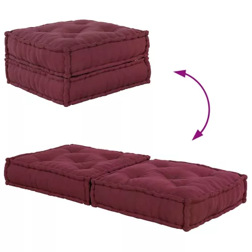 Maroon szövet moduláris puff 70x70x36