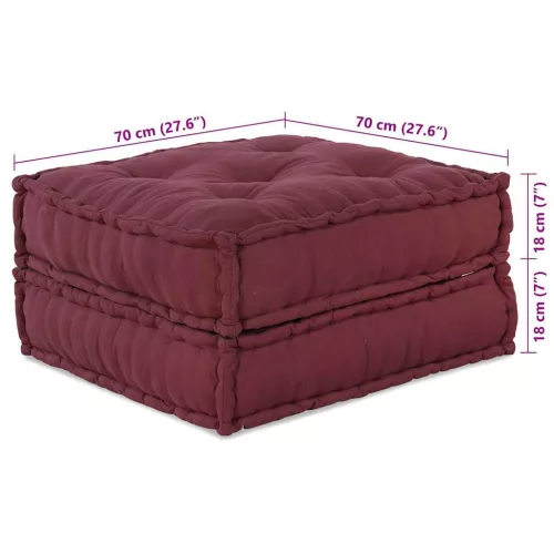 Maroon szövet moduláris puff 70x70x36