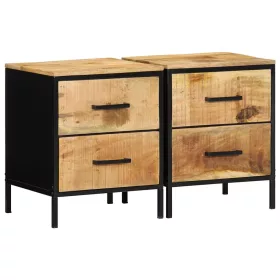   Éjjeliszekrény fiókkal 2 pcs Barna és fekete 40 x 35 x 50 cm