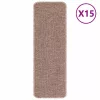 Csúszásmentes Lépcsőszőnyegek 15 pcs Világosbarna 60 x 25 cm PP