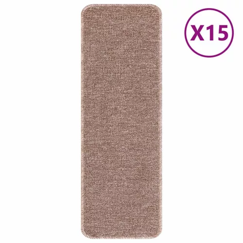 Csúszásmentes Lépcsőszőnyegek 15 pcs Világosbarna 60 x 25 cm PP