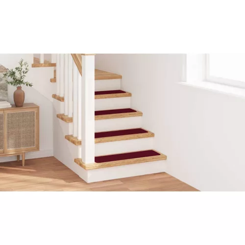 Csúszásmentes Lépcsőszőnyegek 15 pcs Bordó 75 x 20 cm PP