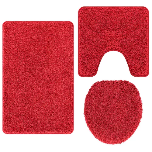 Csúszásmentes fürdőszőnyeg készlet 3 pcs Piros 50 x 50 cm PP