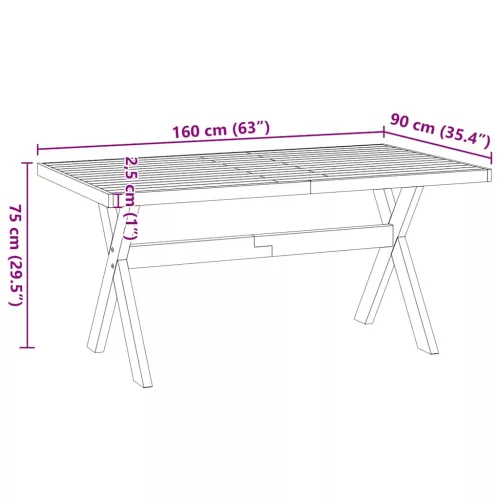 Étkezőasztal NOAIN X alakú lábak 160x90x75 cm tömör fa fenyőfa