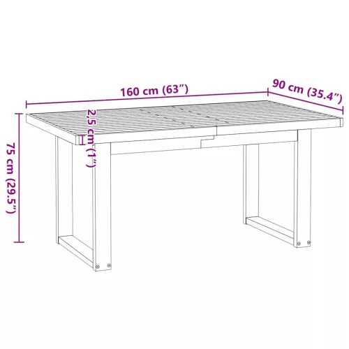 Étkezőasztal NOAIN U alakú lábak 160x90x75 cm tömör fa fenyőfa