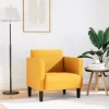 Világossárga kordbársony szövet kanapészék karfás szék 54 cm