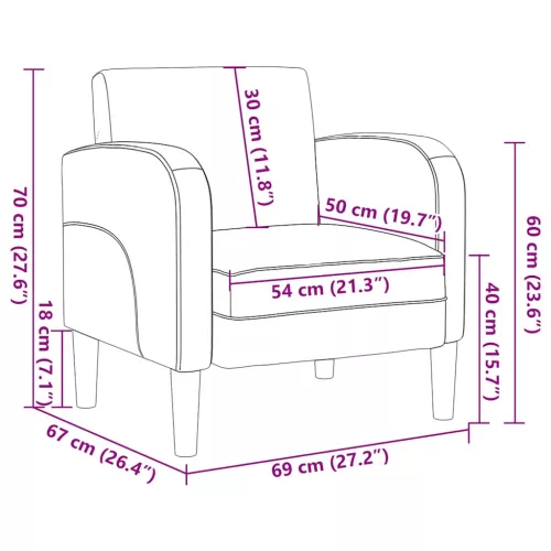 Bordó műbőr kanapé szék karfával 60 cm