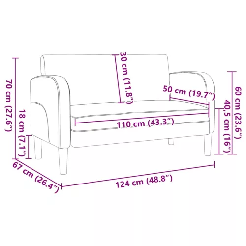 Barna műbőr loveseat kanapé 110 cm