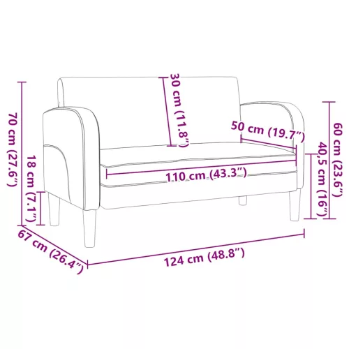 Sötétszürke műbőr Loveseat kanapé 110 cm