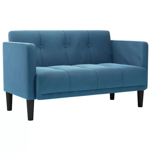 Kék bársony loveseat kanapé 111 cm