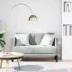 Világosszürke bársony loveseat kanapé 111 cm