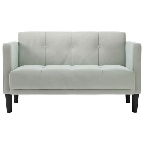 Világosszürke bársony loveseat kanapé 111 cm