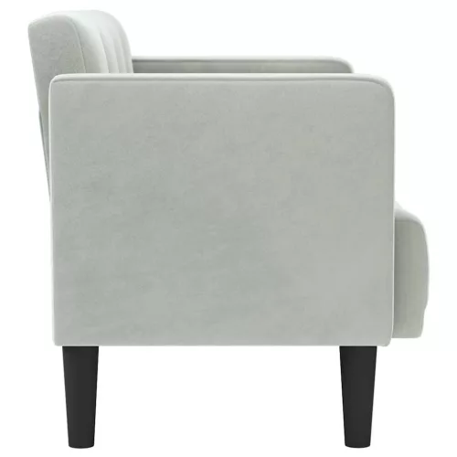 Világosszürke bársony loveseat kanapé 111 cm