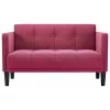 Bordó bársony loveseat kanapé 111 cm