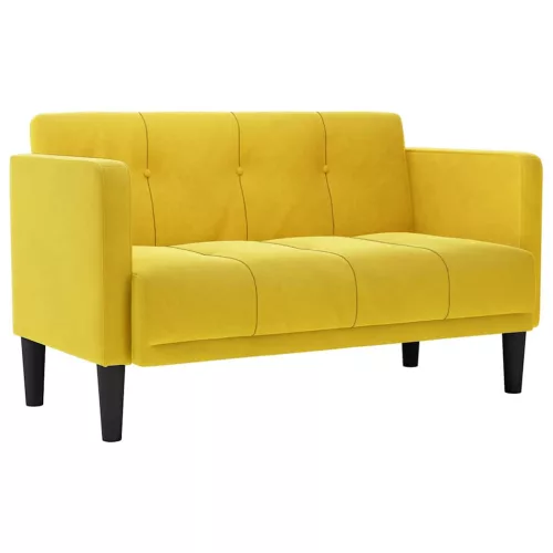 Sárga bársony loveseat kanapé 111 cm