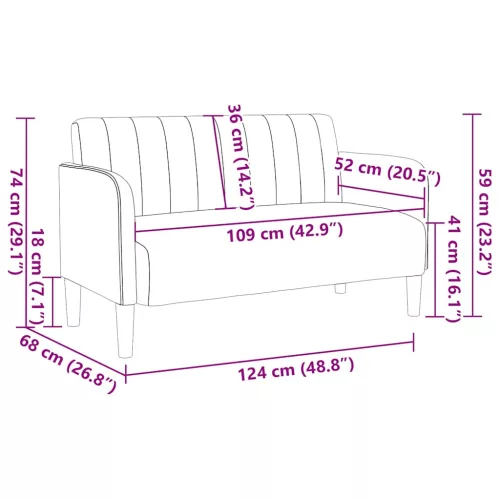 Krém bársony loveseat kanapé 109 cm