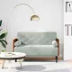 Világosszürke bársony loveseat kanapé párnákkal 110 cm