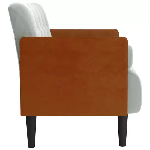 Világosszürke bársony loveseat kanapé párnákkal 110 cm