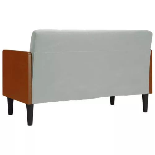 Világosszürke bársony loveseat kanapé párnákkal 110 cm