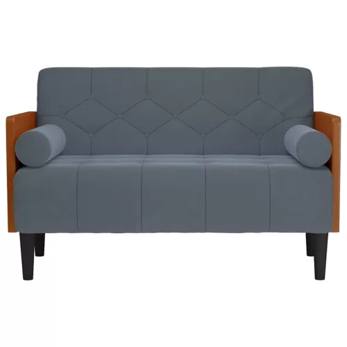 Sötétszürke bársony loveseat kanapé párnákkal 110 cm