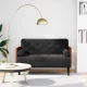 Fekete bársony loveseat kanapé párnákkal 110 cm