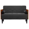 Fekete bársony loveseat kanapé párnákkal 110 cm