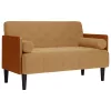 Barna bársony loveseat kanapé párnákkal 110 cm