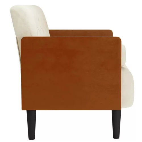 Krém bársony loveseat kanapé párnákkal 110 cm