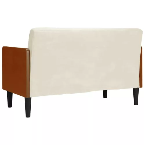 Krém bársony loveseat kanapé párnákkal 110 cm