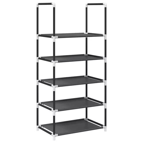 Fekete nem szőtt szövetből cipőállvány 5 szintes 44x28x94 cm