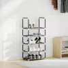Fekete nem szőtt szövetből cipőállvány 5 szintes 44x28x94 cm