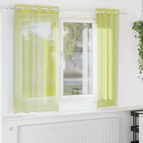 2 db almazöld fátyolfüggönyök rojtokkal 140x140 cm