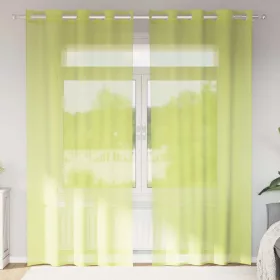 2 db almazöld fátyolfüggönyök rojtokkal 140x225 cm