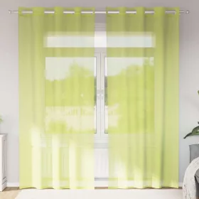 2 db almazöld fátyolfüggönyök rojtokkal 140x245 cm
