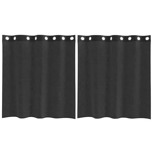 2 db fekete fátyolfüggönyök rojtokkal 140x140 cm