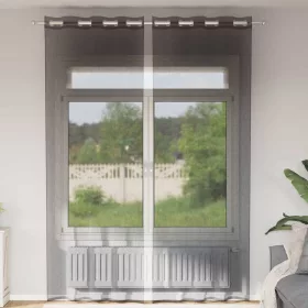 2 db fekete fátyolfüggönyök rojtokkal 140x260 cm