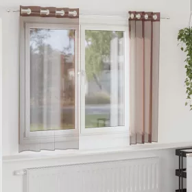 2 db barna fátyolfüggönyök rojtokkal 140x140 cm