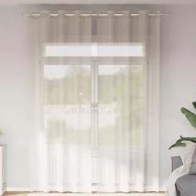 2 db krémszínű fátyolfüggönyök rojtokkal 140x300 cm