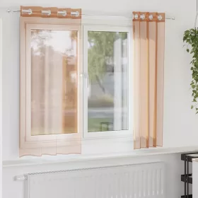 2 db terrakotta színű voile fátyolfüggönyök rojtokkal
