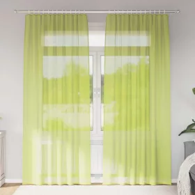 2 db almazöld fátyolfüggönyök rúd zsebekkel 140x260 cm