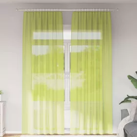 2 db almazöld fátyolfüggönyök rúd zsebekkel 140x260 cm